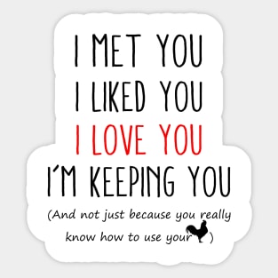 I Met You I Liked You I Love You I'm Keeping You Shit Funny Christmas Sticker